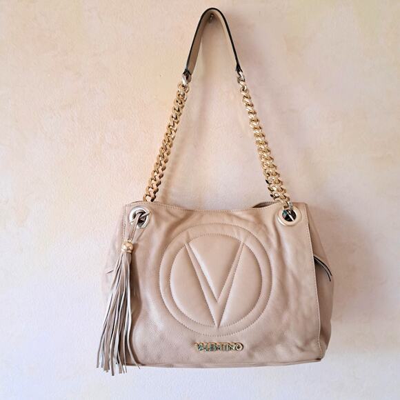 Valentino by Mario Valentino Luisa 2 Sauvage Leather Tote Bag in Taupe / Beige - Picture 4 of 12